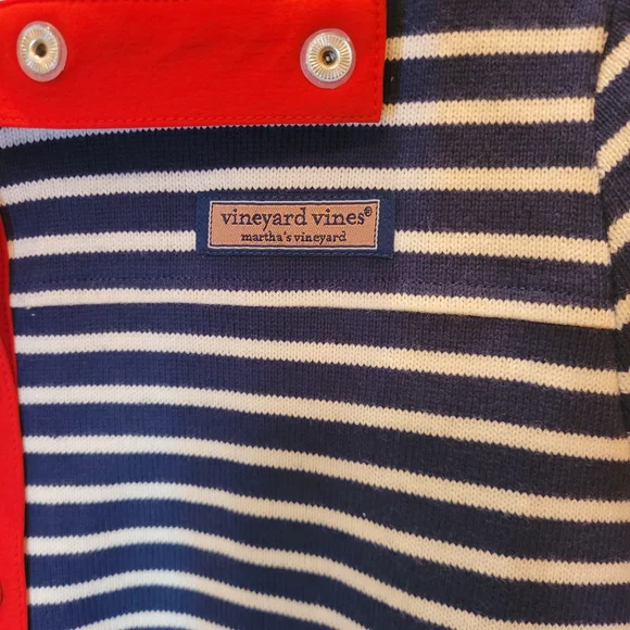 Vineyard Vines Snap Placket Shep Pullover Red White And Blue-Sz Large - Picture 2 of 9